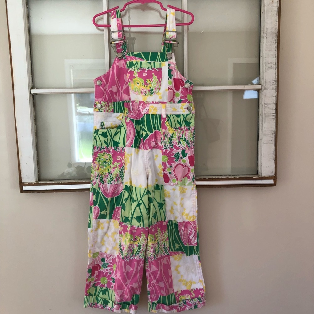 Lilly Pulitzer Pink and Green Kids Overalls